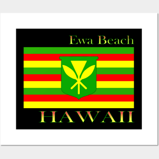 Ewa Beach Hawaii Islands Hawaiian Flag Beach Posters and Art